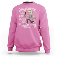 Funny Mexican Drinking Sweatshirt Si ya saben como me pongo pa' que me invitan Drunk Skeleton - Wonder Print Shop
