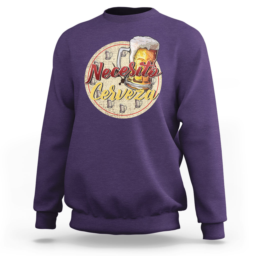 Mexican Drinking Sweatshirt Necesito Cerveza Mexico Beer Lover - Wonder Print Shop