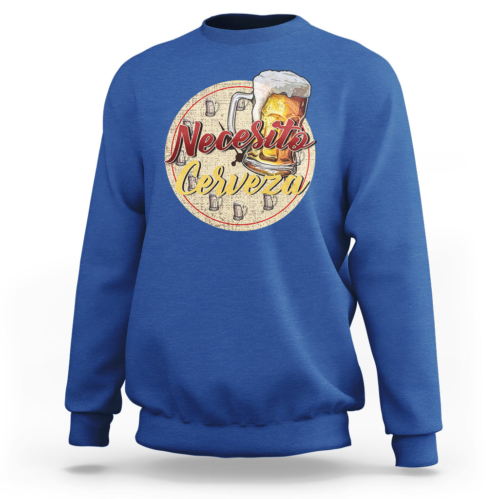 Mexican Drinking Sweatshirt Necesito Cerveza Mexico Beer Lover - Wonder Print Shop
