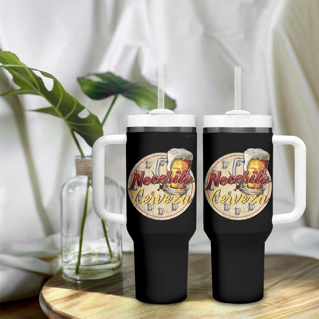 Mexican Drinking Tumbler With Handle Necesito Cerveza Mexico Beer Lover
