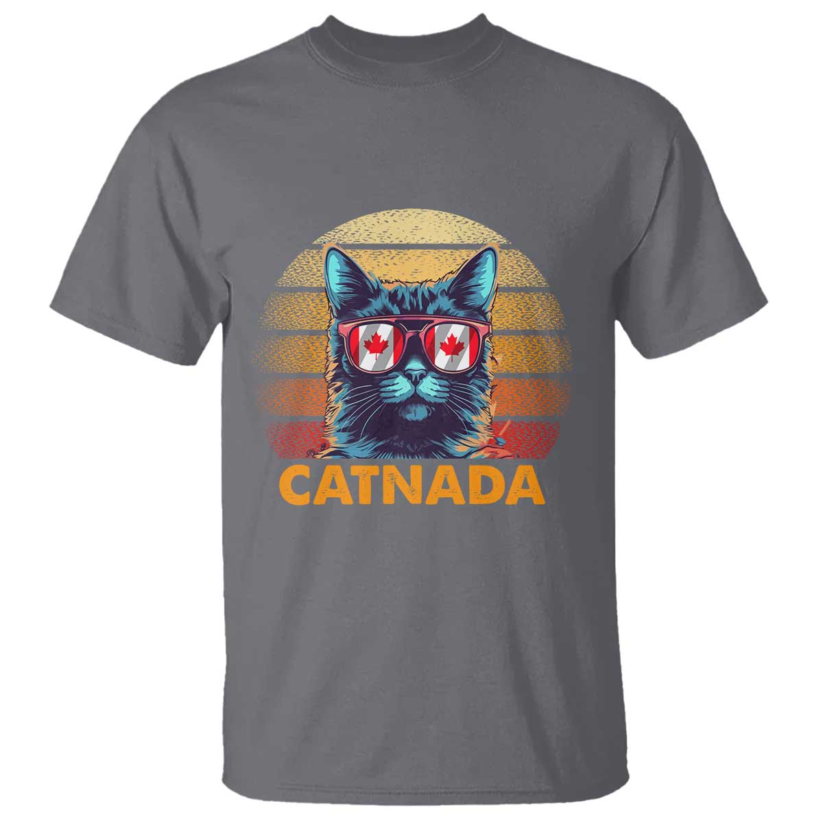 Canadian Cat Lover T Shirt Catnada Retro Cat Canada Flag Sunglass - Wonder Print Shop