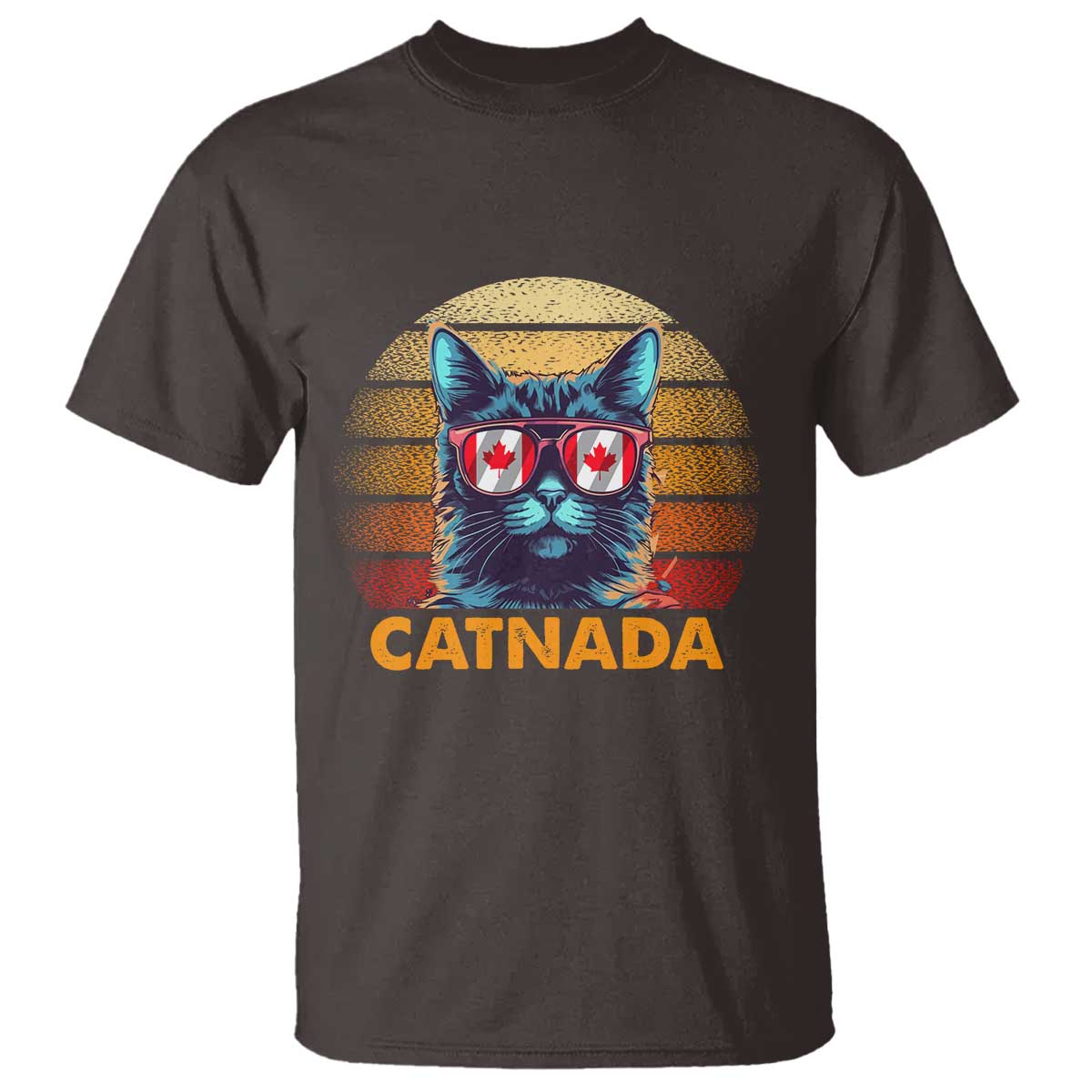 Canadian Cat Lover T Shirt Catnada Retro Cat Canada Flag Sunglass - Wonder Print Shop
