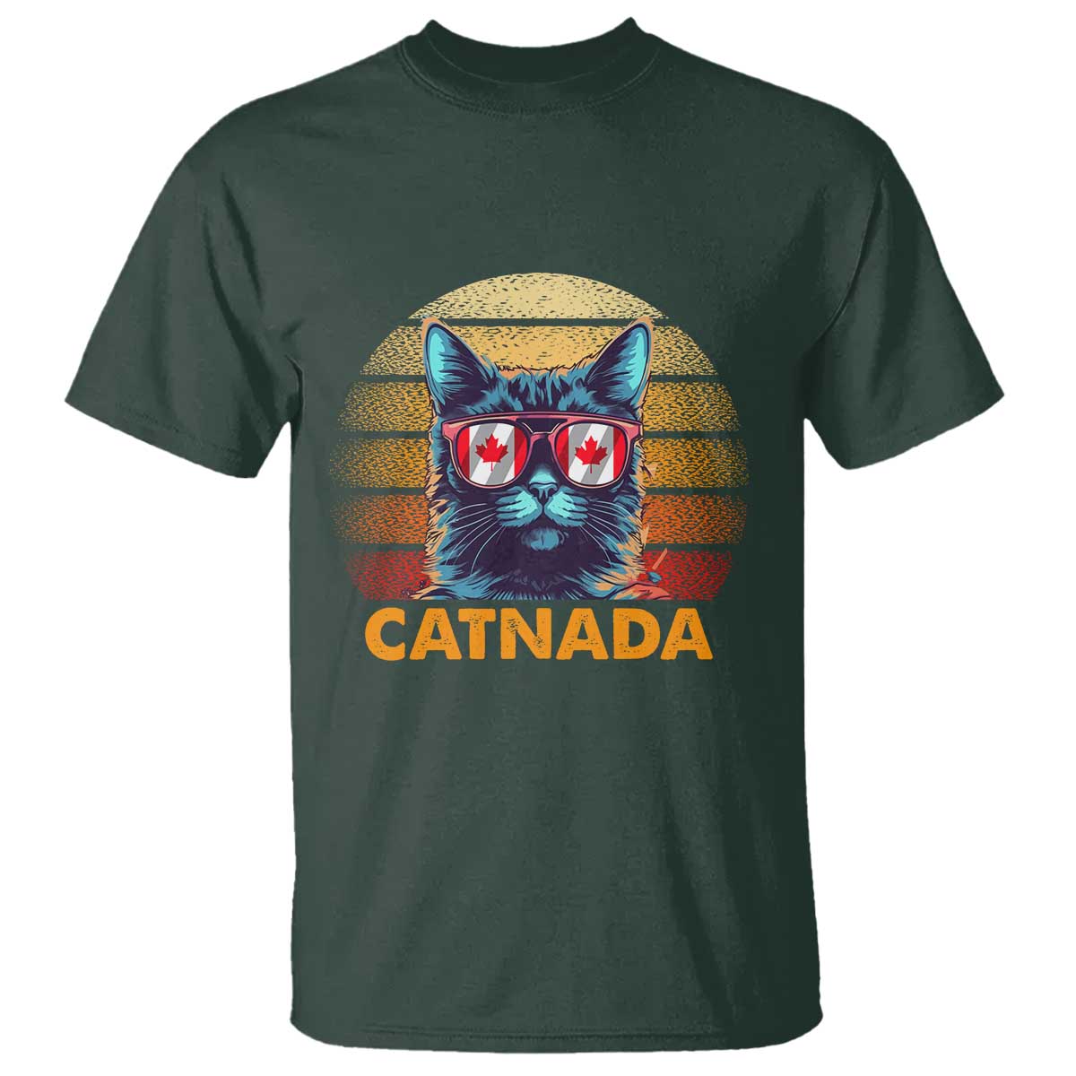 Canadian Cat Lover T Shirt Catnada Retro Cat Canada Flag Sunglass - Wonder Print Shop