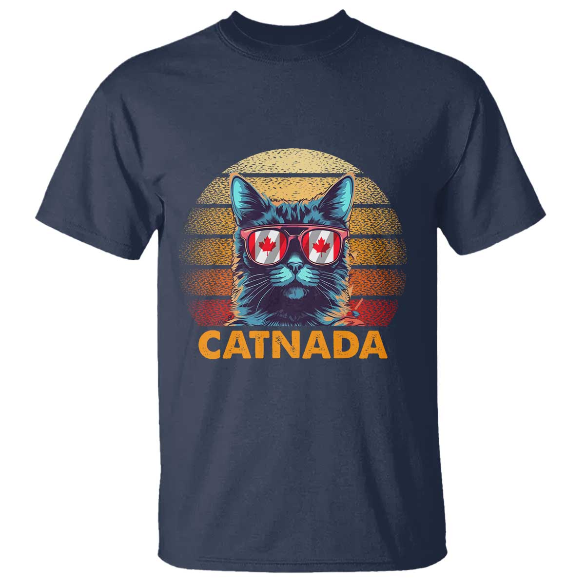 Canadian Cat Lover T Shirt Catnada Retro Cat Canada Flag Sunglass - Wonder Print Shop