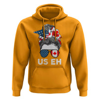 American Canadian Hoodie US EH Messy Bun USA Canada Flag - Wonder Print Shop