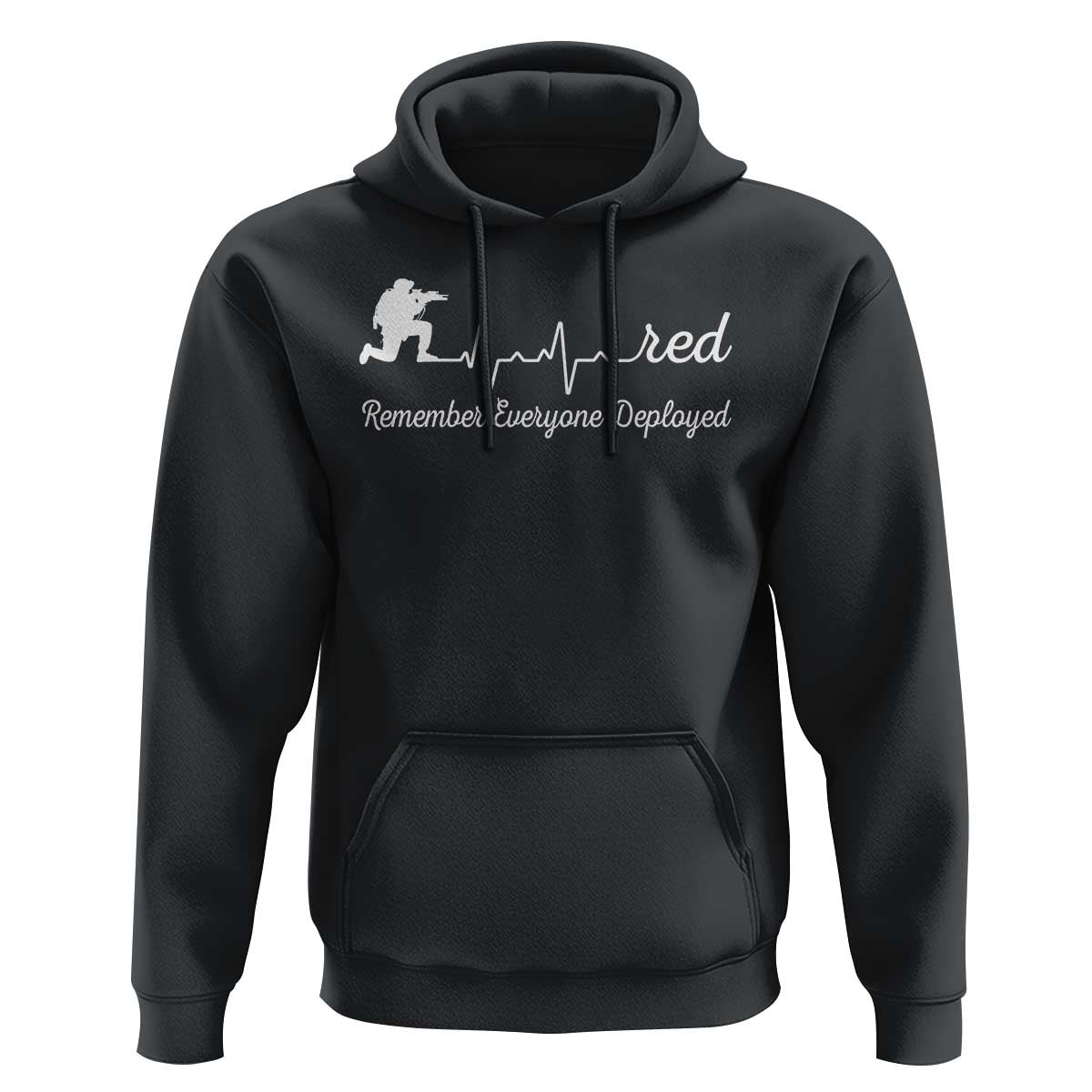 Red Friday Hoodie Remember Everyone Deployed Heartbeat - Wonder Print Shop