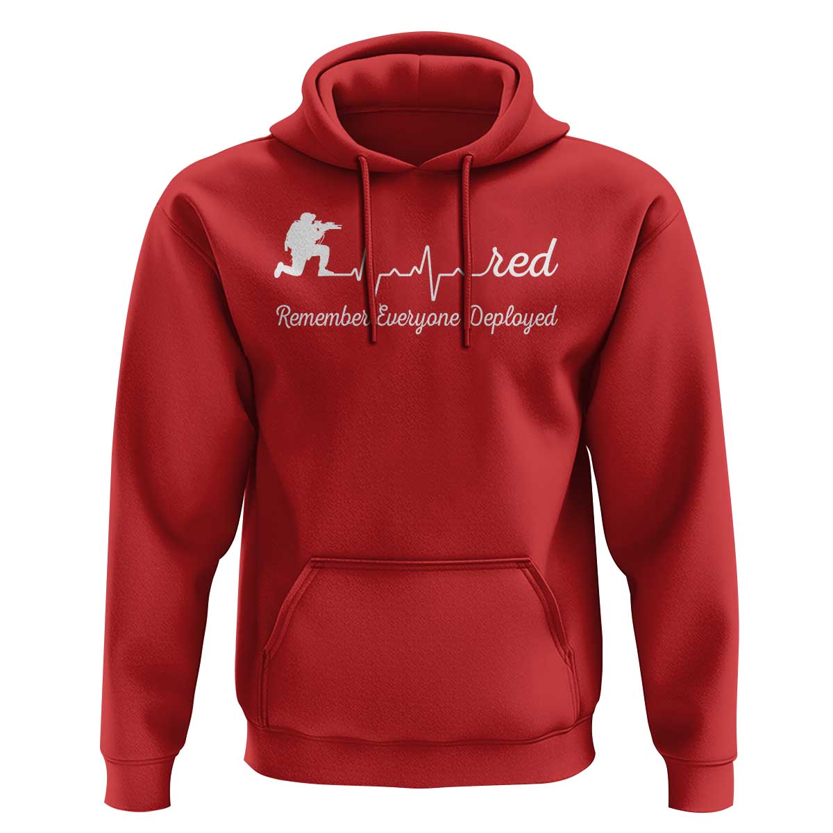 Red Friday Hoodie Remember Everyone Deployed Heartbeat - Wonder Print Shop
