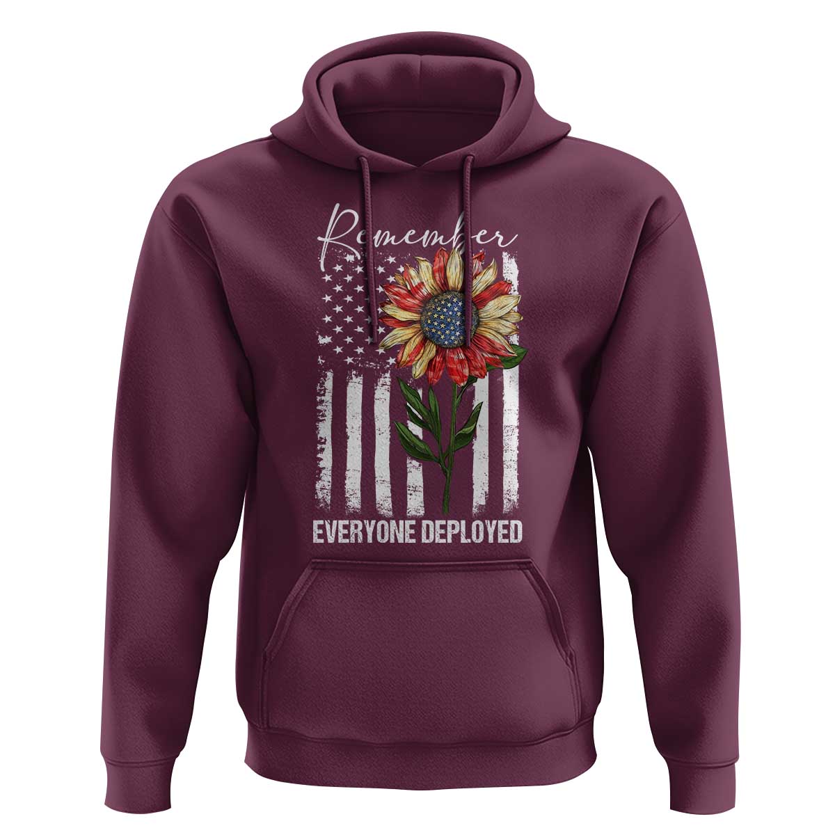 Red Friday Hoodie Remember Everyone Deployed American Flag Sunflower - Wonder Print Shop
