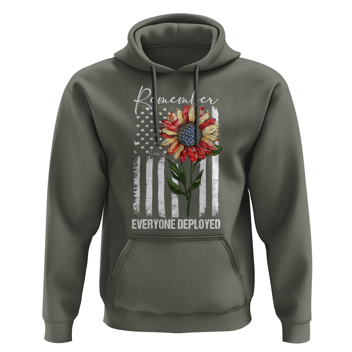 Red Friday Hoodie Remember Everyone Deployed American Flag Sunflower - Wonder Print Shop