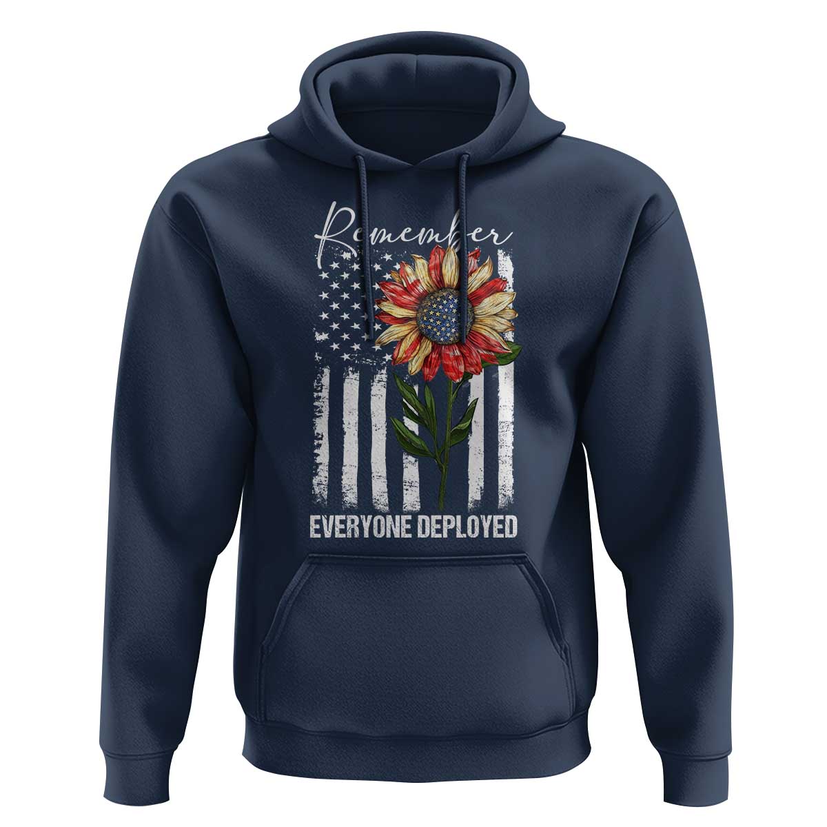 Red Friday Hoodie Remember Everyone Deployed American Flag Sunflower - Wonder Print Shop