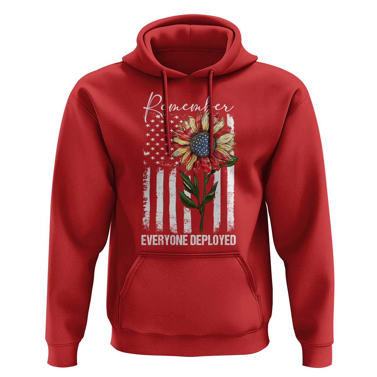 Red Friday Hoodie Remember Everyone Deployed American Flag Sunflower - Wonder Print Shop