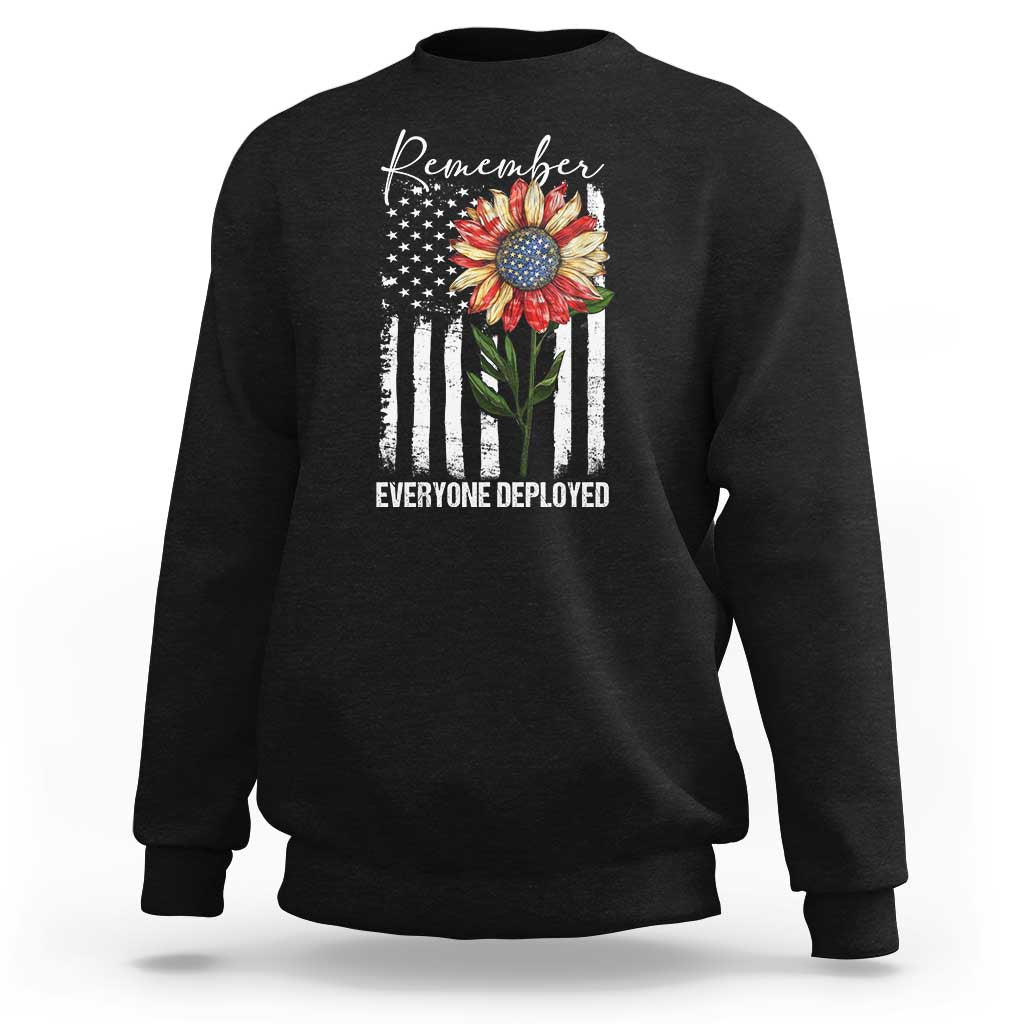 Red Friday Sweatshirt Remember Everyone Deployed American Flag Sunflower - Wonder Print Shop