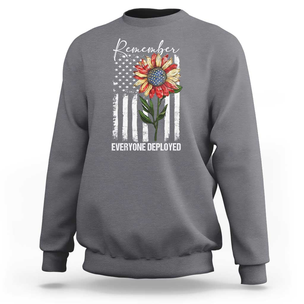 Red Friday Sweatshirt Remember Everyone Deployed American Flag Sunflower - Wonder Print Shop