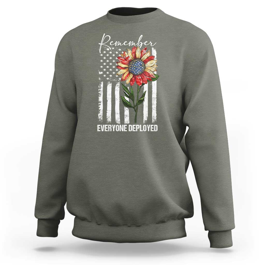 Red Friday Sweatshirt Remember Everyone Deployed American Flag Sunflower - Wonder Print Shop