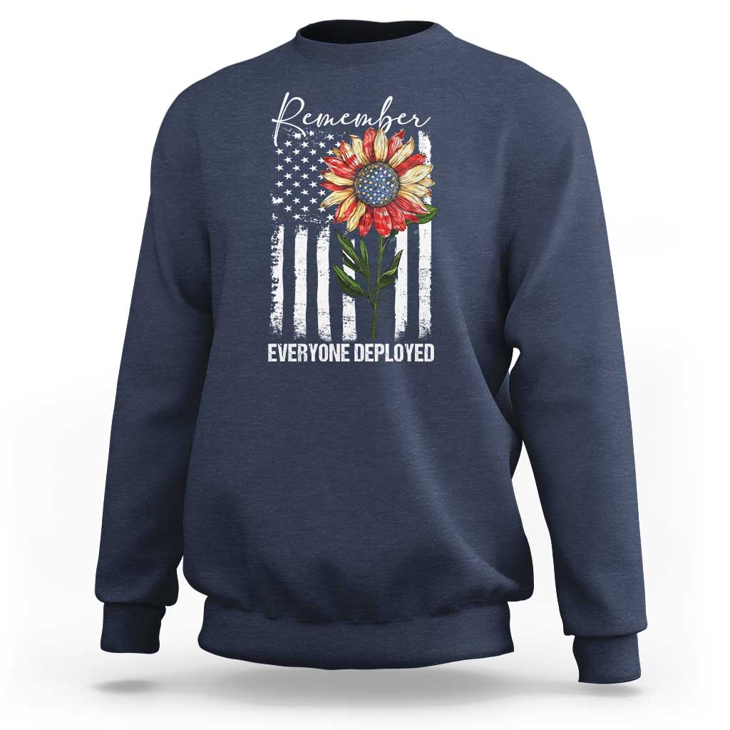 Red Friday Sweatshirt Remember Everyone Deployed American Flag Sunflower - Wonder Print Shop
