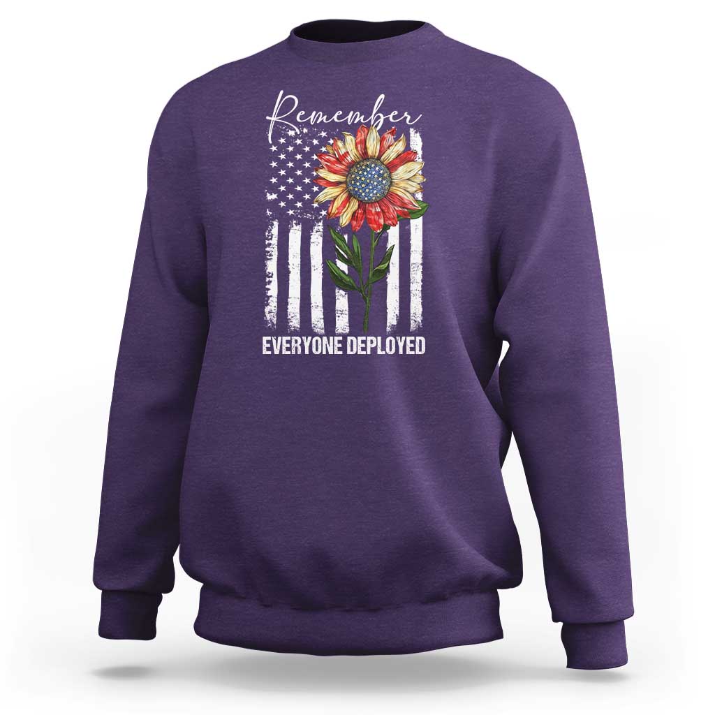 Red Friday Sweatshirt Remember Everyone Deployed American Flag Sunflower - Wonder Print Shop