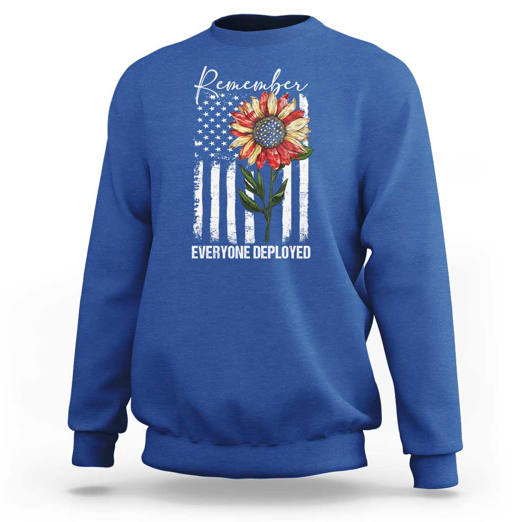 Red Friday Sweatshirt Remember Everyone Deployed American Flag Sunflower - Wonder Print Shop