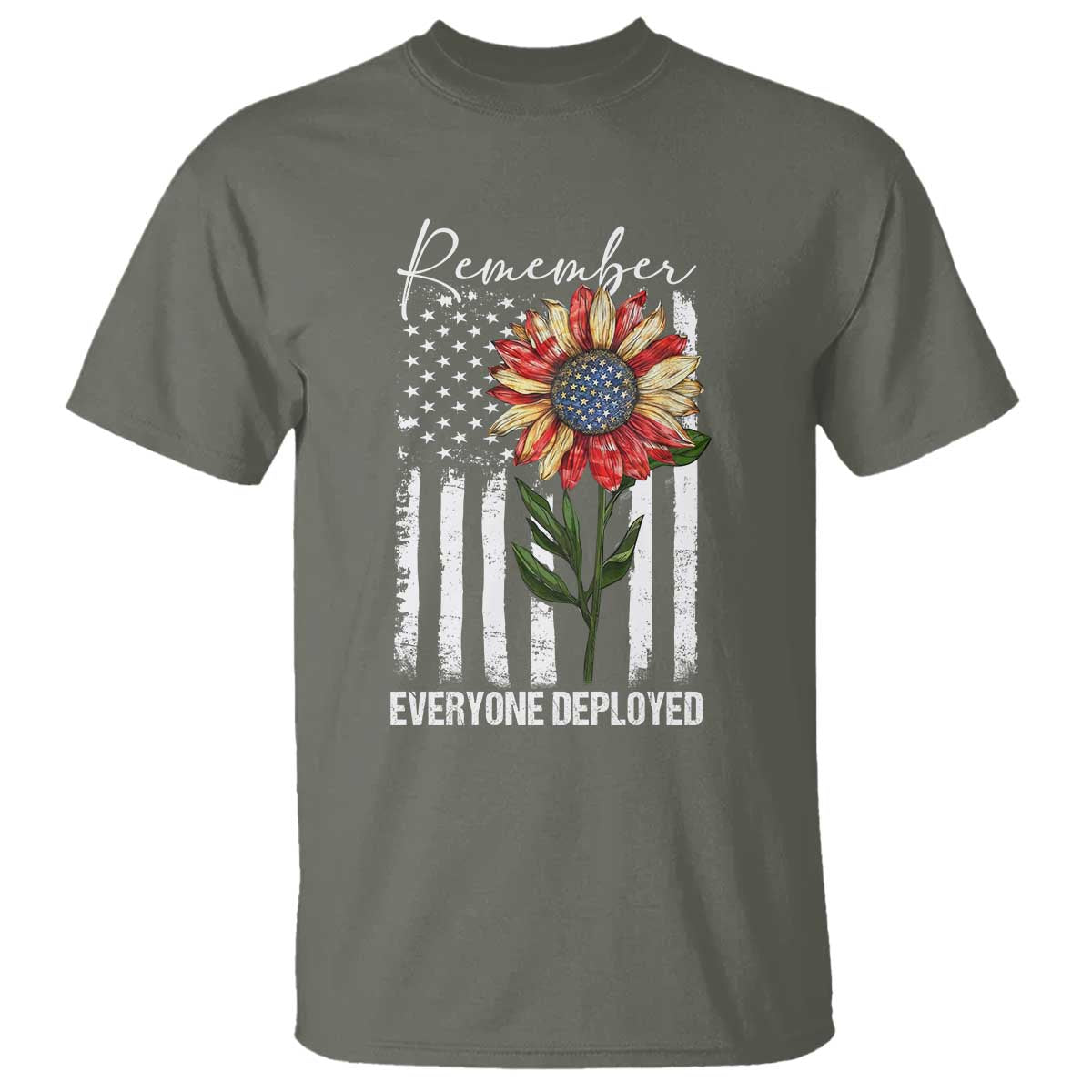 Red Friday T Shirt Remember Everyone Deployed American Flag Sunflower - Wonder Print Shop