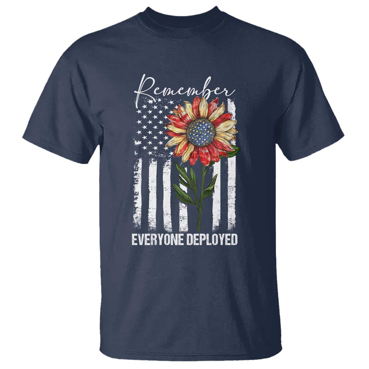 Red Friday T Shirt Remember Everyone Deployed American Flag Sunflower - Wonder Print Shop
