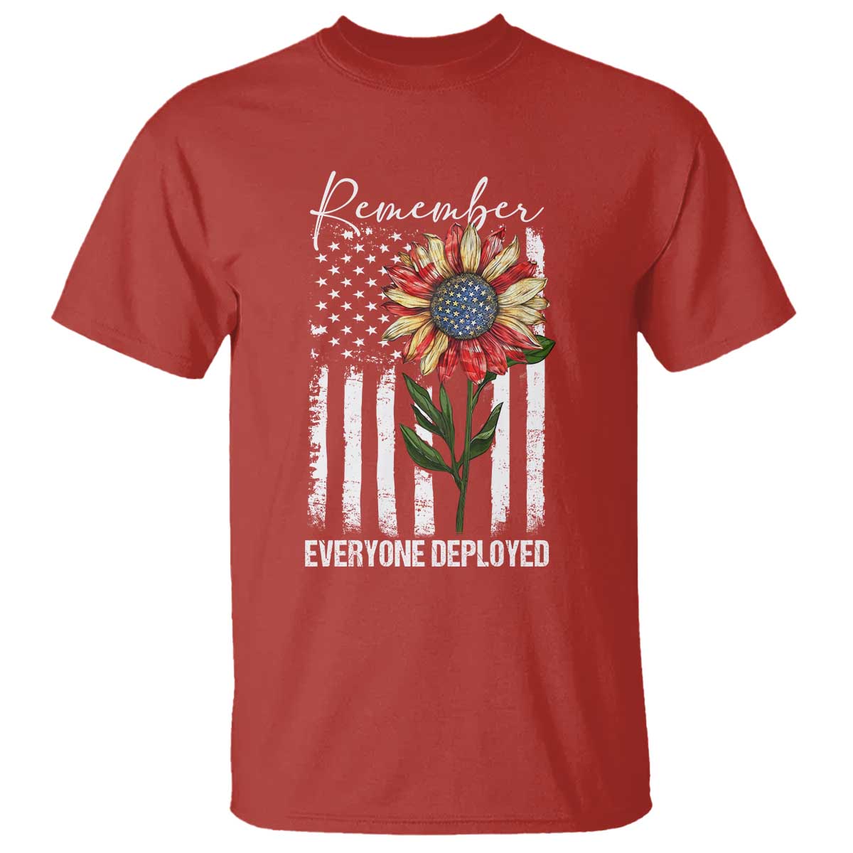 Red Friday T Shirt Remember Everyone Deployed American Flag Sunflower - Wonder Print Shop