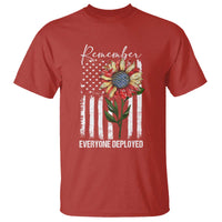Red Friday T Shirt Remember Everyone Deployed American Flag Sunflower - Wonder Print Shop