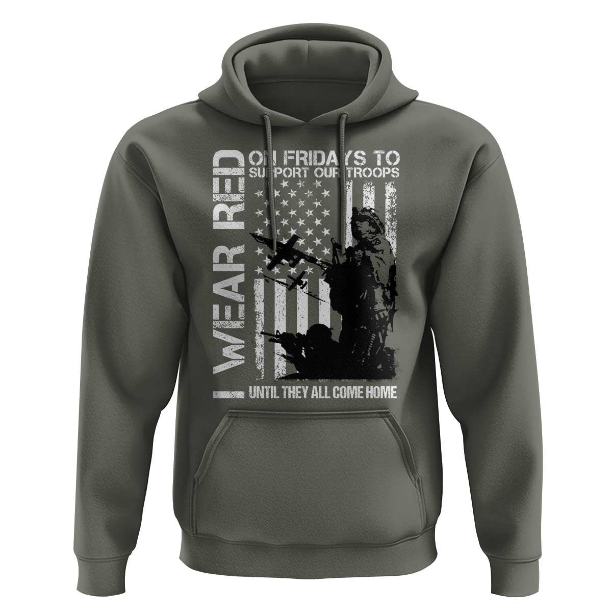 Red Friday Hoodie I Wear Red Support Our Troops Remember Everyone Deployed - Wonder Print Shop