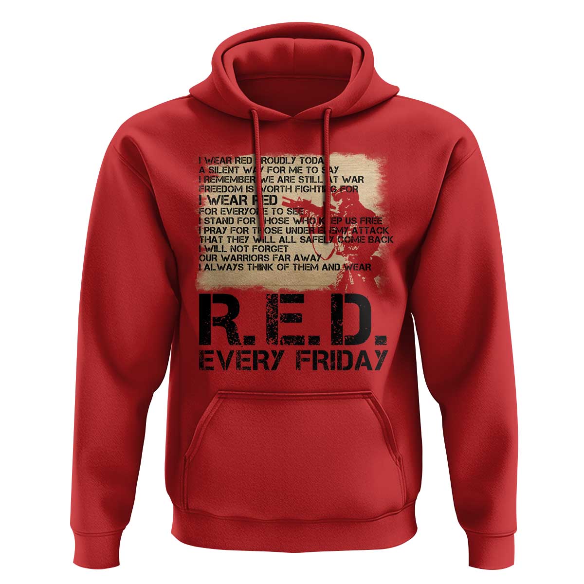 Red Friday Hoodie Remember The Deployed Military Troops Poem - Wonder Print Shop