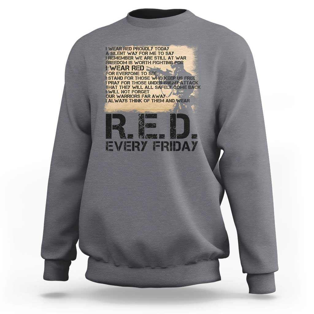 Red Friday Sweatshirt Remember The Deployed Military Troops Poem - Wonder Print Shop