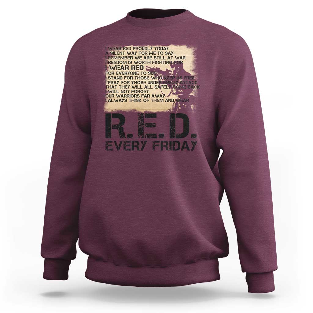 Red Friday Sweatshirt Remember The Deployed Military Troops Poem - Wonder Print Shop