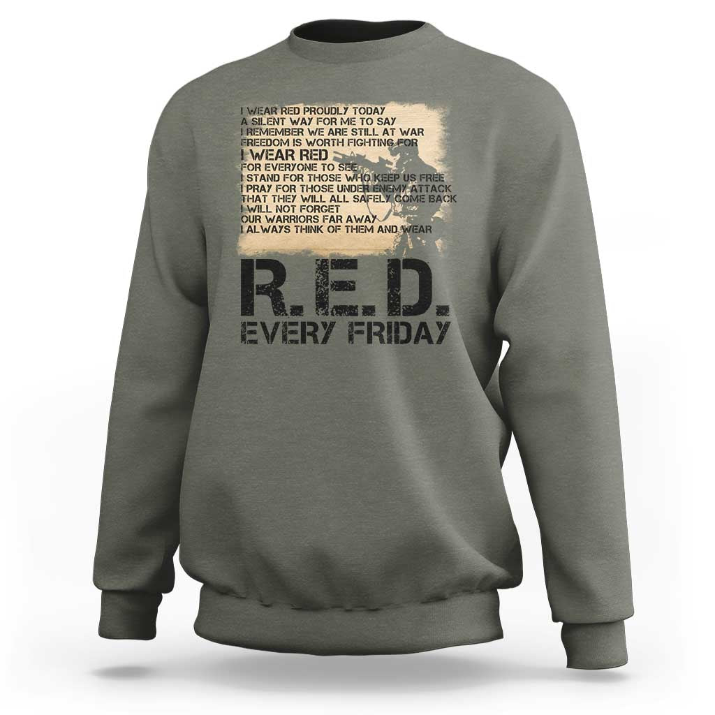 Red Friday Sweatshirt Remember The Deployed Military Troops Poem - Wonder Print Shop