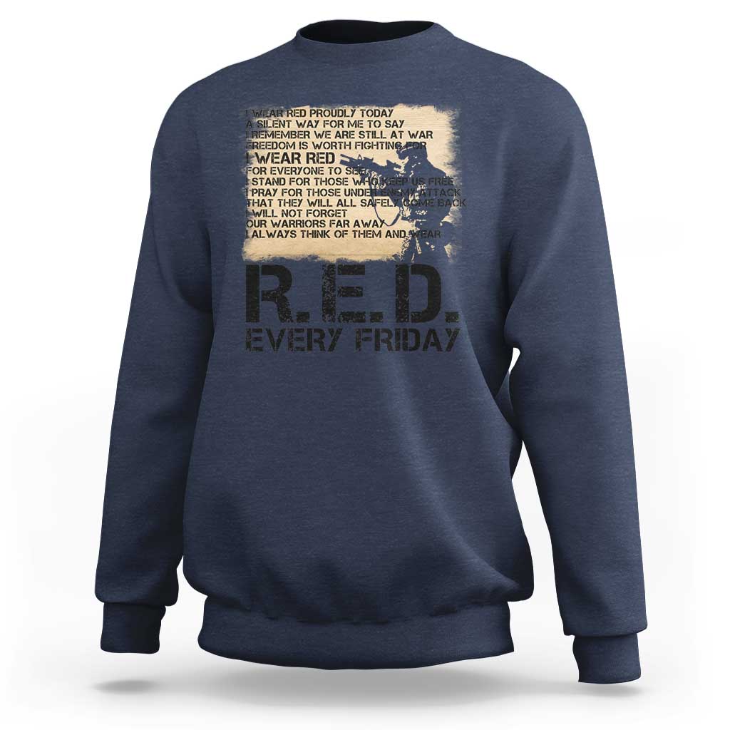 Red Friday Sweatshirt Remember The Deployed Military Troops Poem - Wonder Print Shop