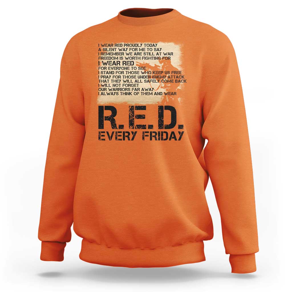 Red Friday Sweatshirt Remember The Deployed Military Troops Poem - Wonder Print Shop