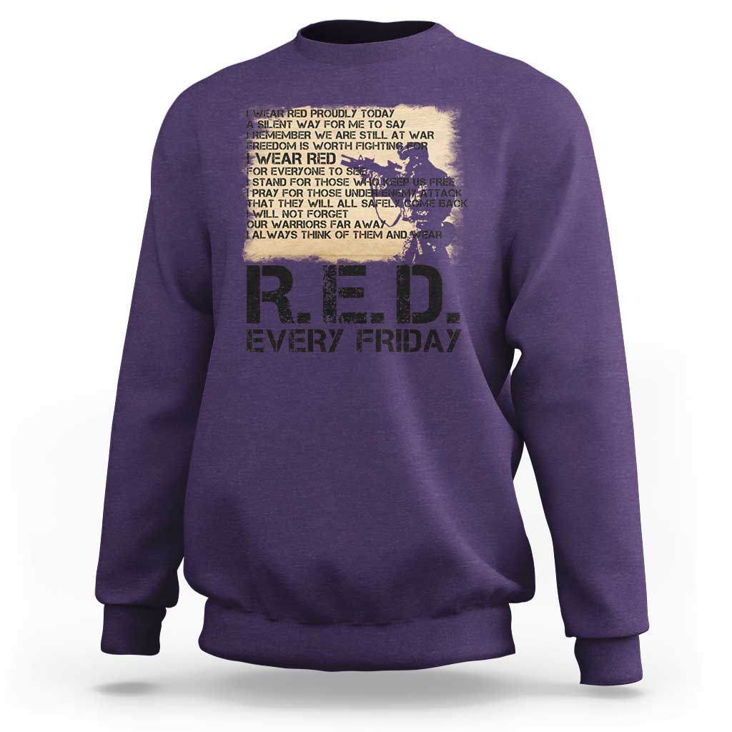 Red Friday Sweatshirt Remember The Deployed Military Troops Poem - Wonder Print Shop