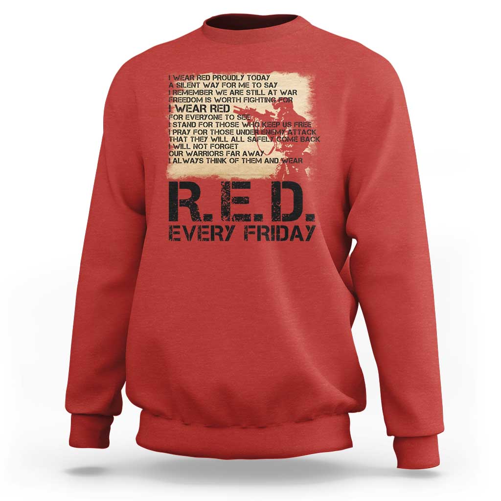 Red Friday Sweatshirt Remember The Deployed Military Troops Poem - Wonder Print Shop