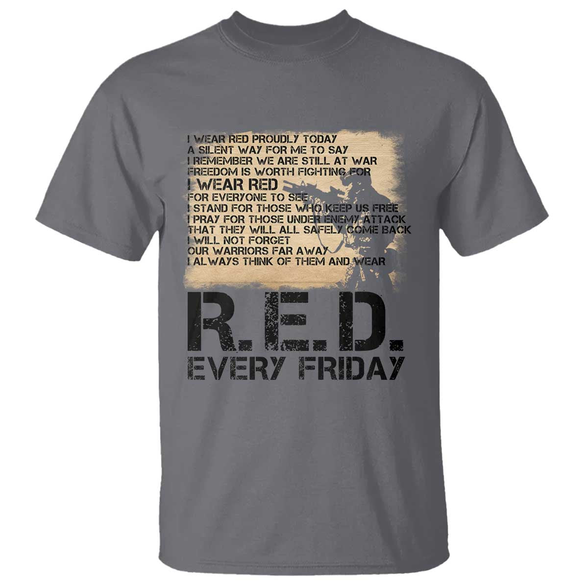 Red Friday T Shirt Remember The Deployed Military Troops Poem - Wonder Print Shop