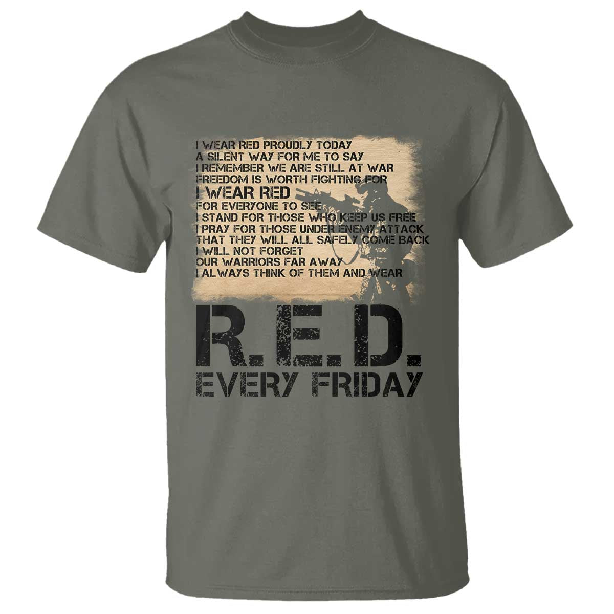 Red Friday T Shirt Remember The Deployed Military Troops Poem - Wonder Print Shop