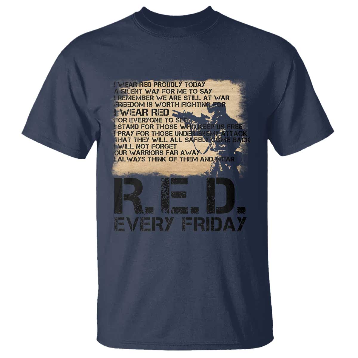 Red Friday T Shirt Remember The Deployed Military Troops Poem - Wonder Print Shop