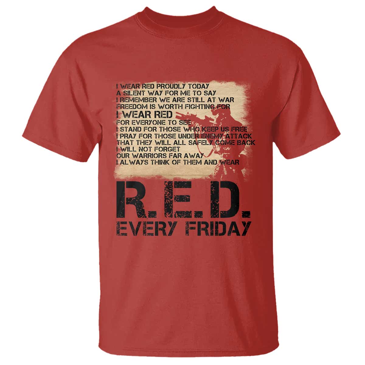 Red Friday T Shirt Remember The Deployed Military Troops Poem - Wonder Print Shop