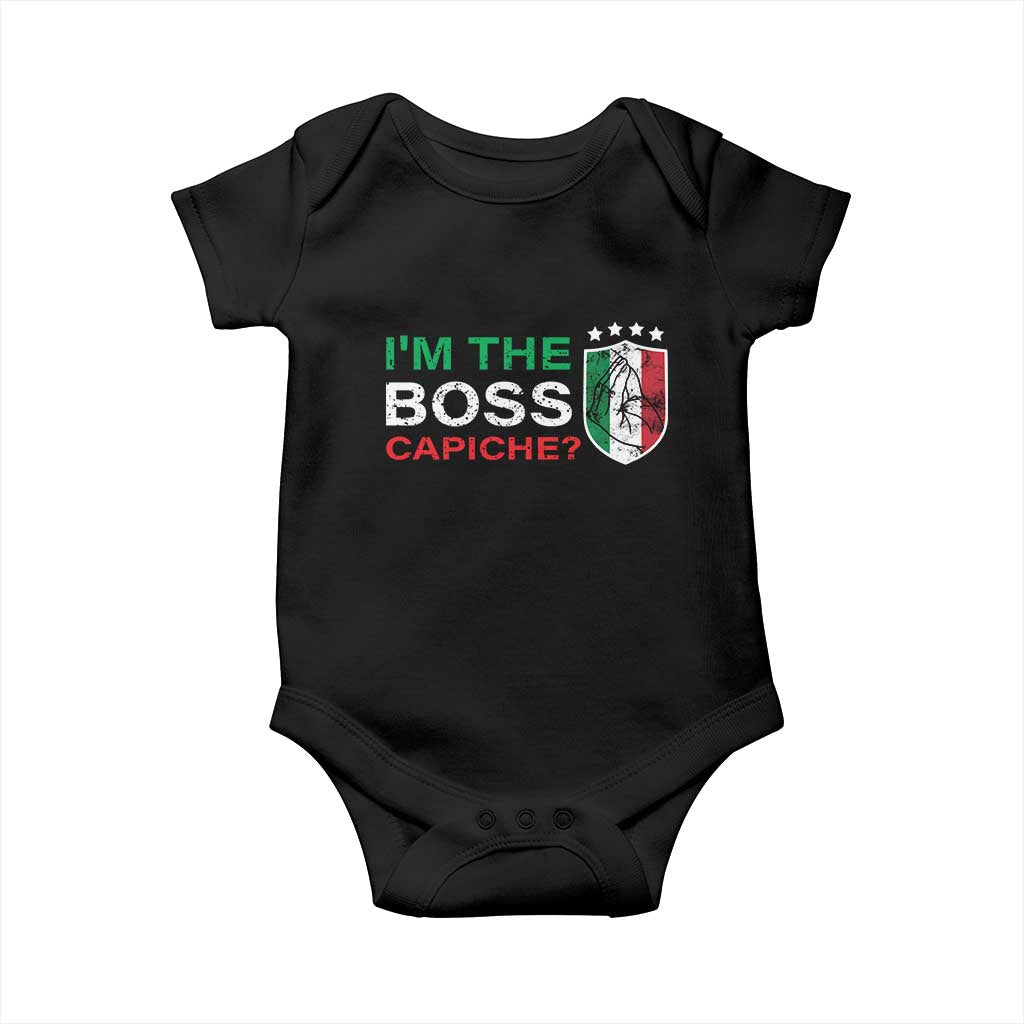 Funny Italian Baby Onesie I'm The Boss Capiche