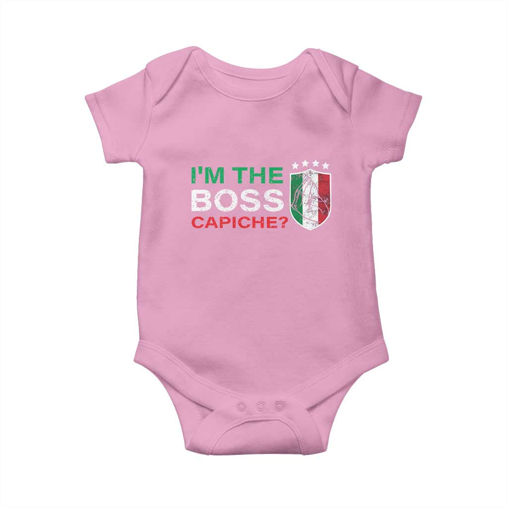Funny Italian Baby Onesie I'm The Boss Capiche