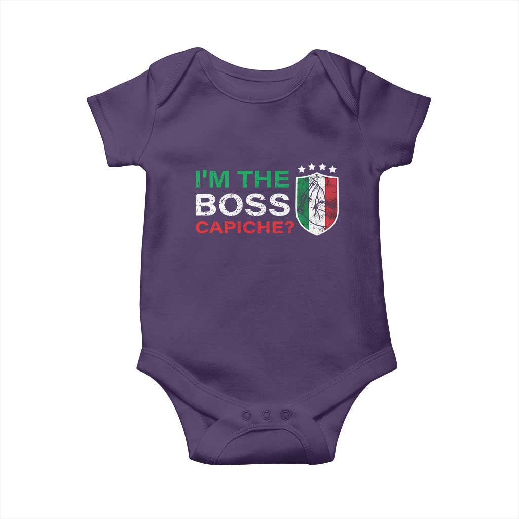 Funny Italian Baby Onesie I'm The Boss Capiche