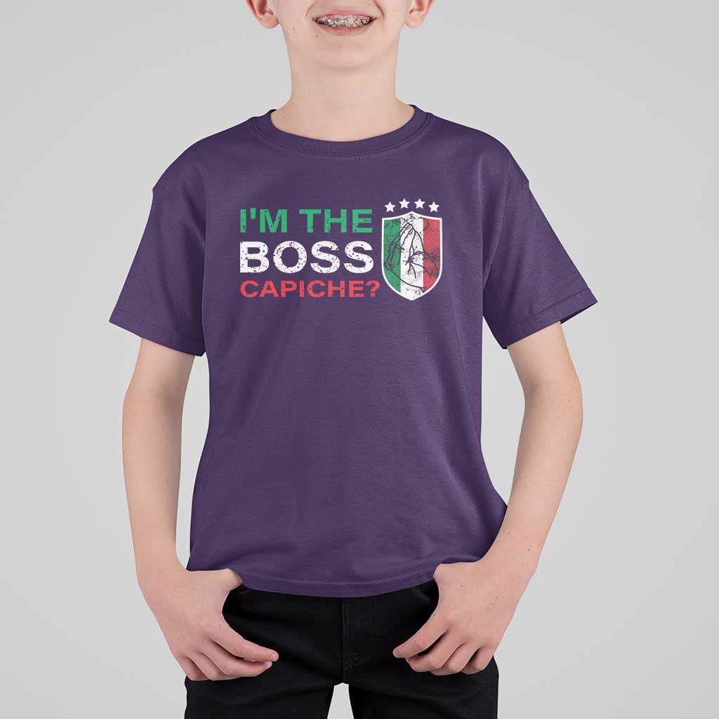 Funny Italian T Shirt For Kid I'm The Boss Capiche