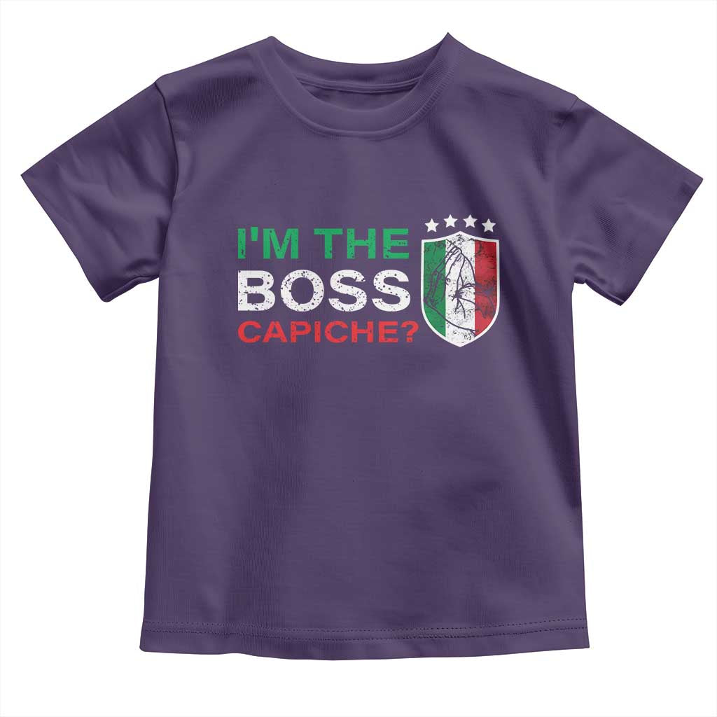 Funny Italian Toddler T Shirt I'm The Boss Capiche