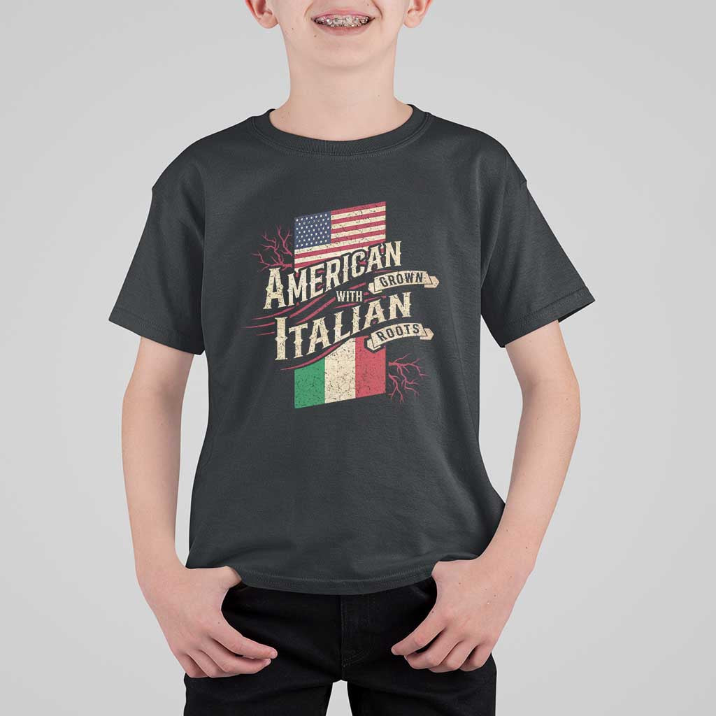 American Grown Italian Roots Patriot T Shirt For Kid