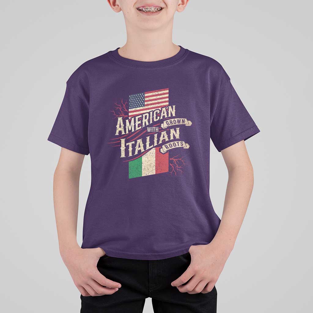 American Grown Italian Roots Patriot T Shirt For Kid