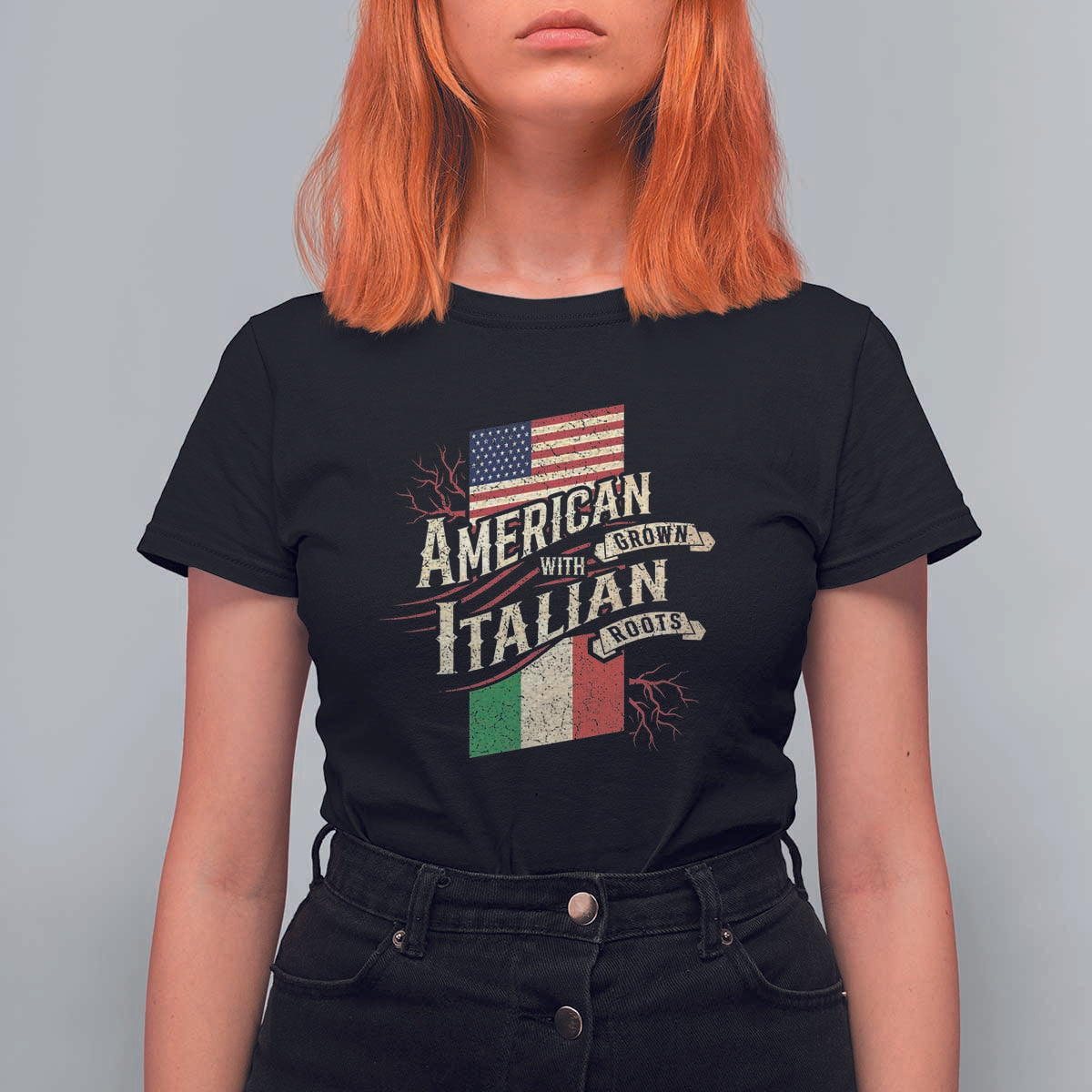 American Grown Italian Roots Patriot T Shirt For Women - Wonder Print Shop