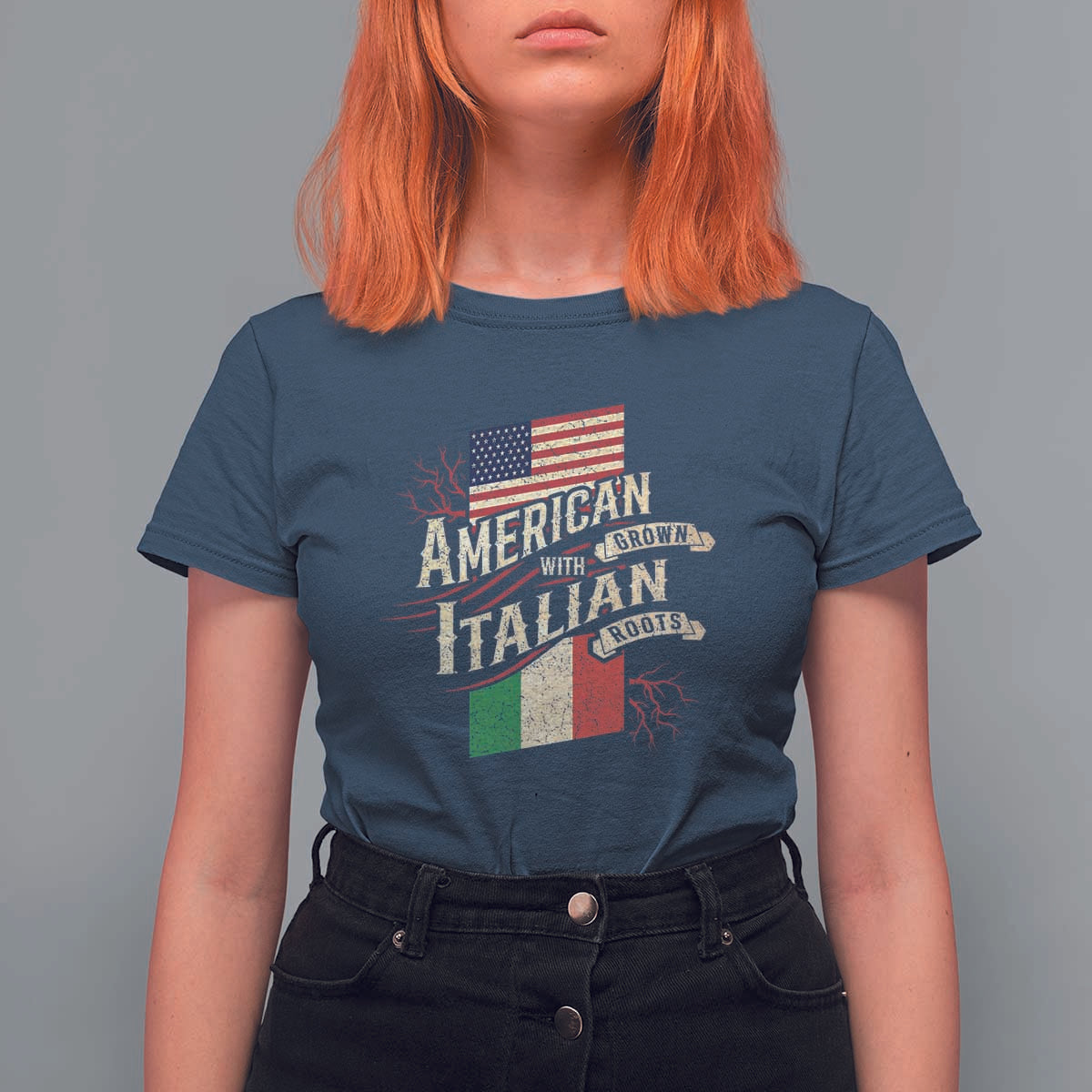 American Grown Italian Roots Patriot T Shirt For Women - Wonder Print Shop