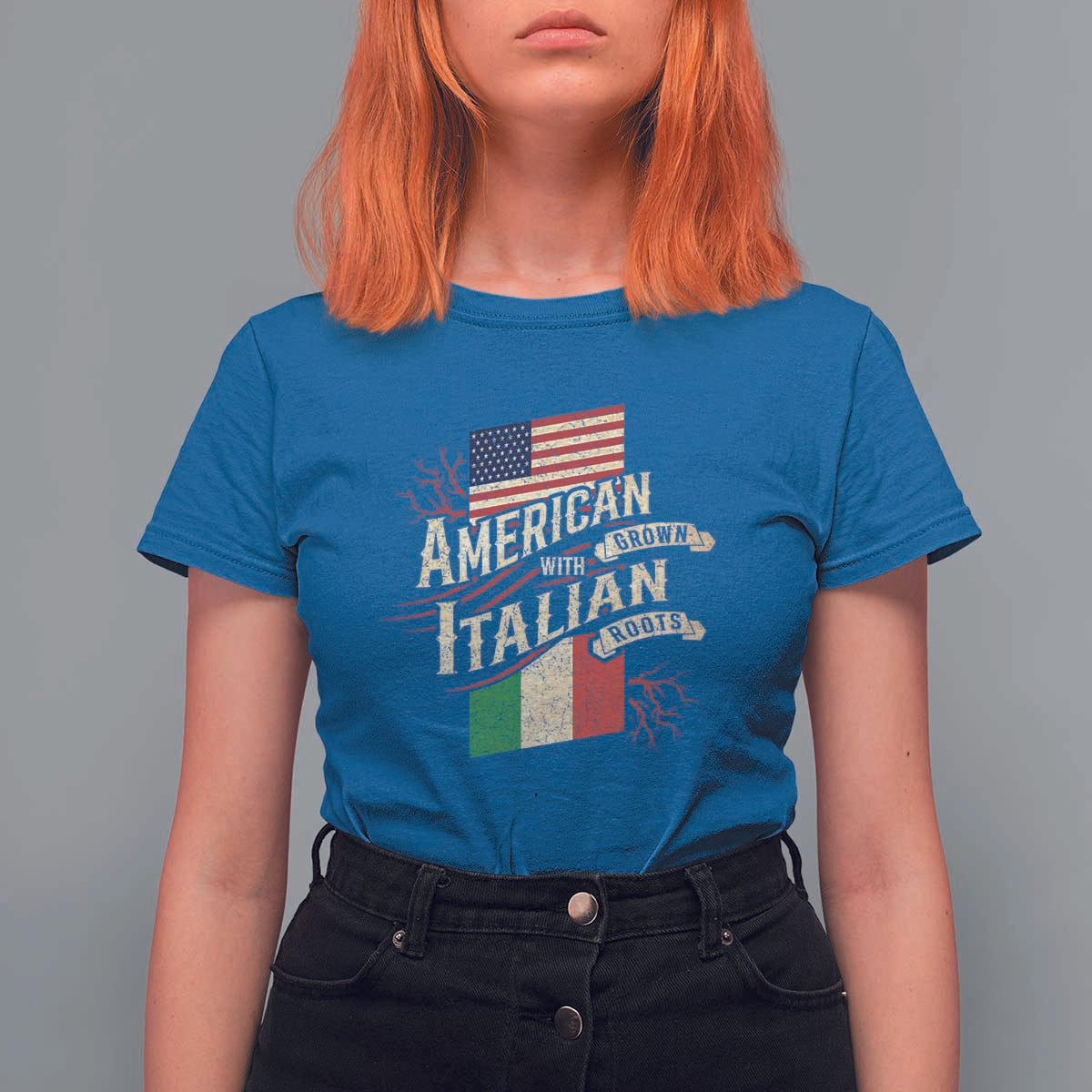 American Grown Italian Roots Patriot T Shirt For Women - Wonder Print Shop