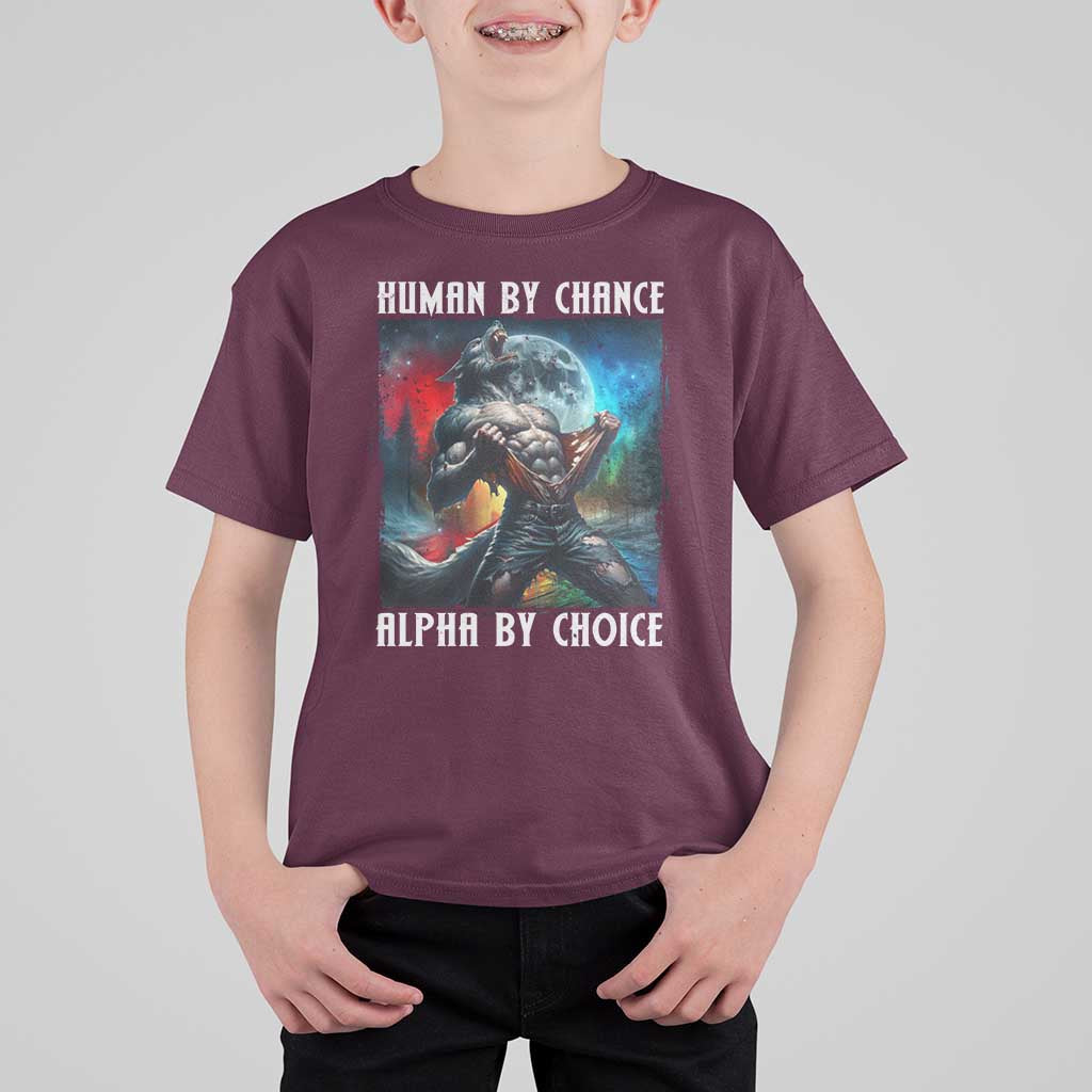 Alpha Wolf T Shirt For Kid Human By Chance Alpha By Choice - Wonder Print Shop