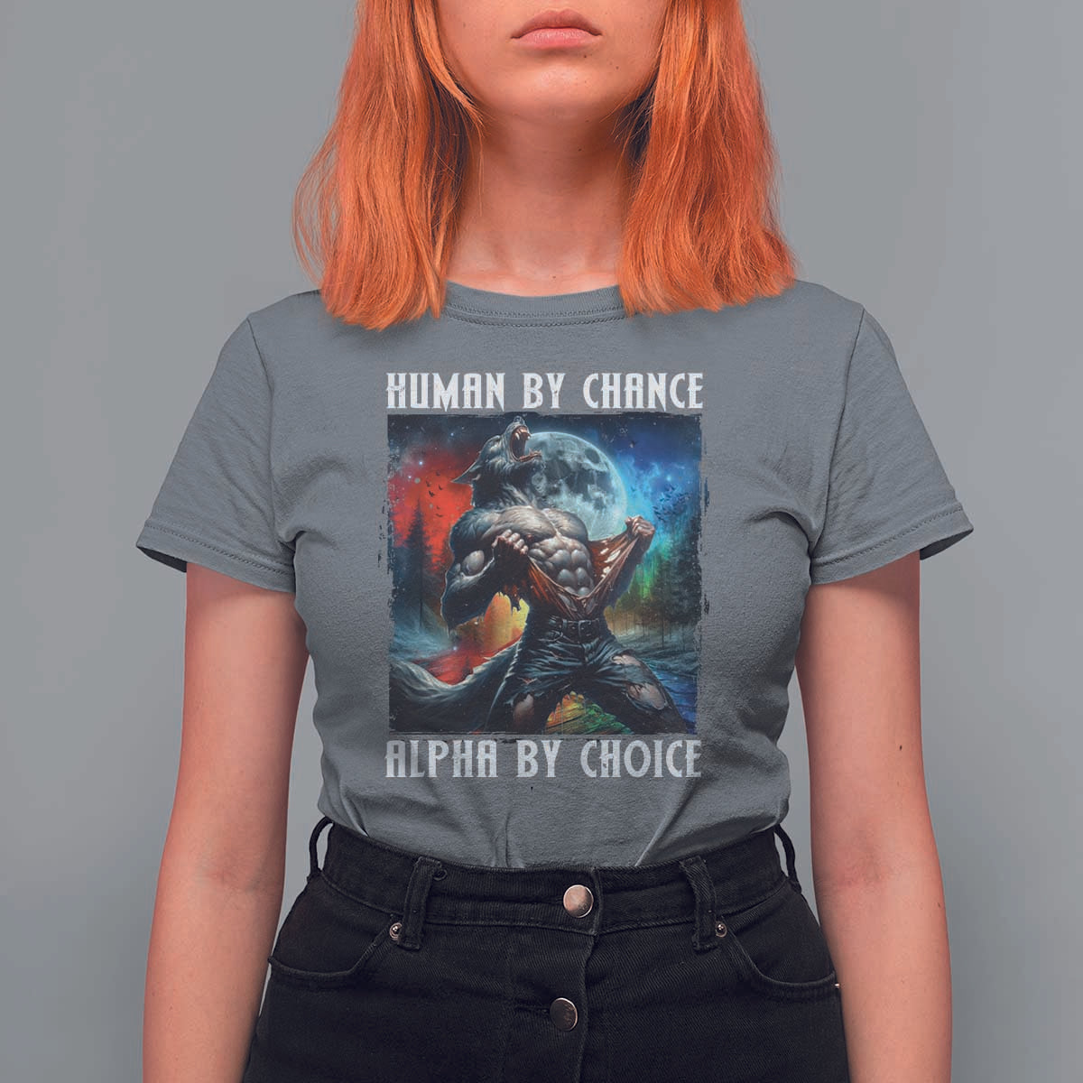 Alpha Wolf T Shirt For Women Human By Chance Alpha By Choice - Wonder Print Shop
